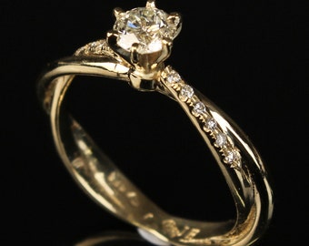 Engagement Diamond Ring-Solitaire diamond ring-14K Yellow Gold Ring-Women Jewelry-promise ring-Anniversary Gift-for her-multistone ring