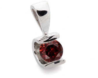 1/2 ct Garnet Pendant- White Gold Pendant 14K-Garnet necklace-Women Jewelry-Birthstone necklace-0.50 Carats red garnet-Mother's day present