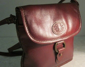 Vintage Oxblood Leather 'Jane Shilton' Handbag - Long Strap!! Striped Interior