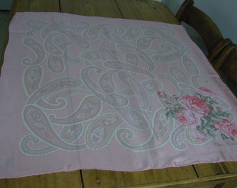 Vintage Nina Ricci Pink Rose Silk Scarf