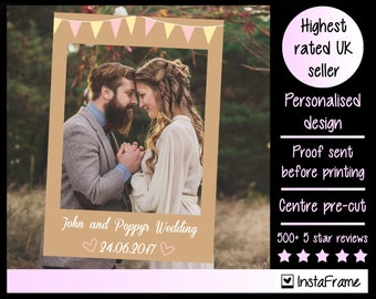Large/medium personalised vintage country bunting photo booth prop frames! Perfect for Weddings, Birthdays and any other event!