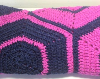 Navy and orchid baby blanket - hand made by AphraAlba in Great Britain