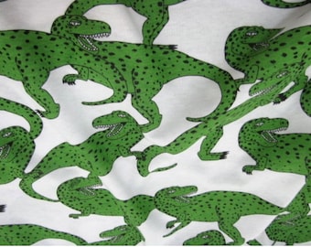 Cotton Jersey Knit Fabric Green Dinosaur By The Yard