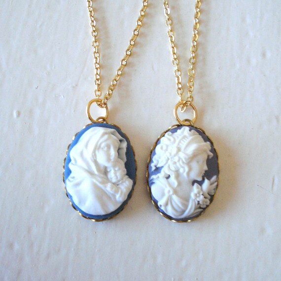 Our Lady Necklace Religious Cameo Pendant Virgin by BelleBabette