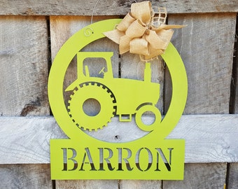 Personalized Tractor Door Hanger - Tractor Wall Hanging - Farm Decor - Gift