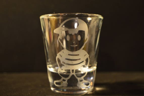 Earthbound etched shot glass Ness fan art