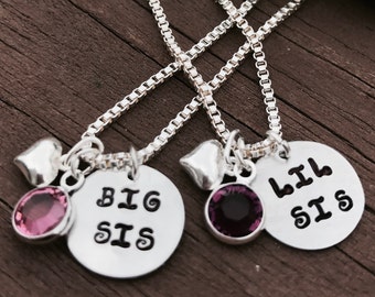 Big Sis Lil Sis Sterling Silver Necklaces Sorority Necklace Gift set includes 2 necklaces