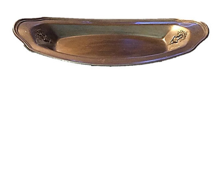 Rare 1940's Danish Tray - Antique Holloware Bread Tray with Floral Design - Retro Metal Tray,