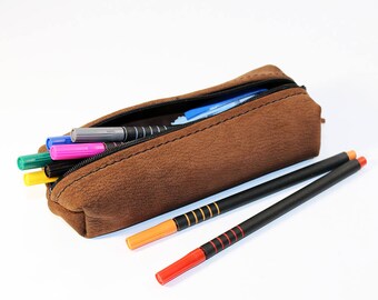 Leather Pencil Case! Handmade Case! Leather Pencil Pouch. Brown Pencil Case! FREE SHIPPING WORLDWIDE!