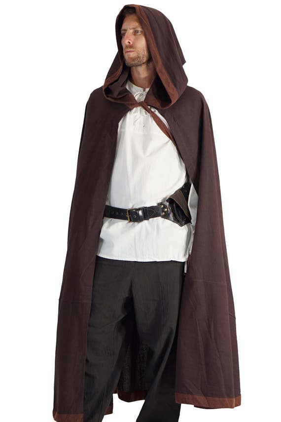 HOODED CLOAK long length cloak with trim and ties. Shawl