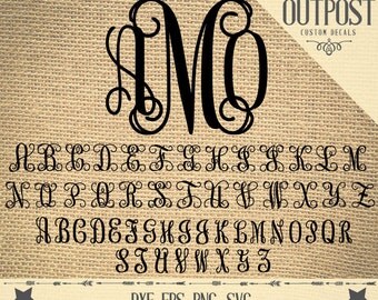 Monogram Alphabet SVG Bundle, Interlocking Vine Monogram Font svg, Circle Monogram font, Curly Monogram SVG, Eps, Dxf Cricut Silhouette