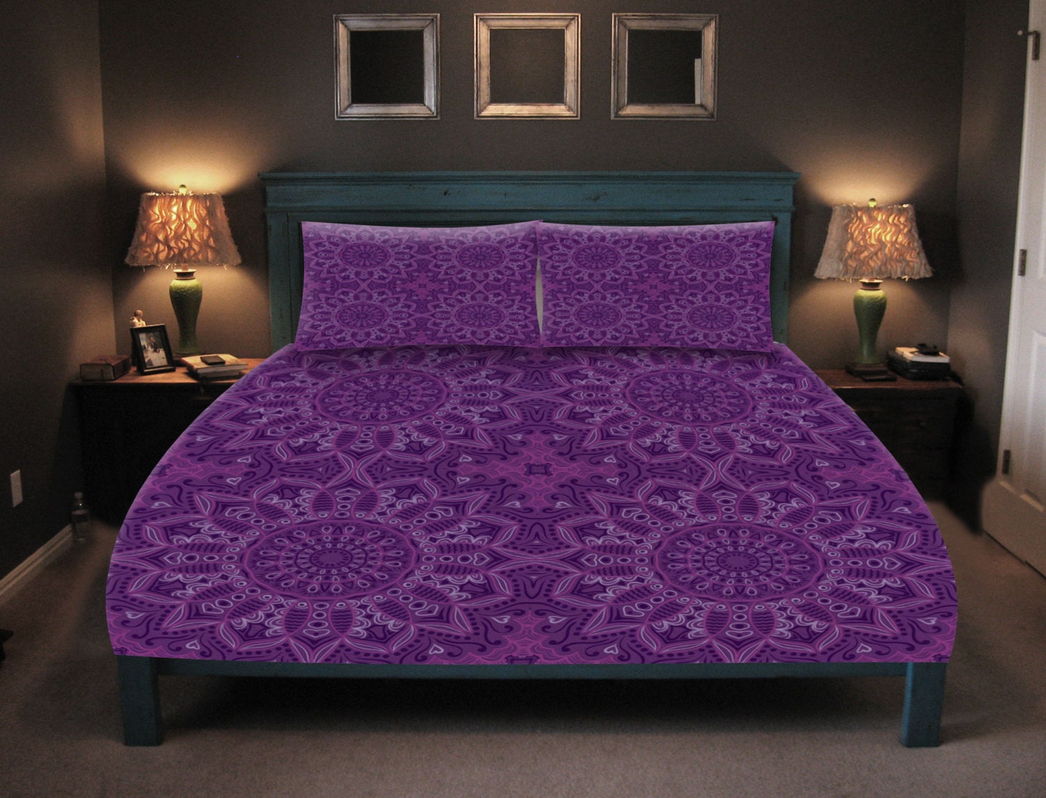 Boho Chic Bedding Duvet Cover Set Comforter Cover Purple