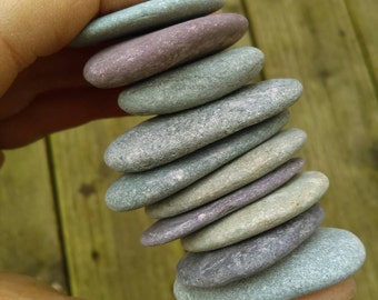 Irish Sea Flat Stone Pebbles , Beach Stones, 10 pieces