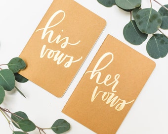 Hand Embossed Wedding Vow Books | Small Hand Lettered + Embossed Moleskine Vow Books