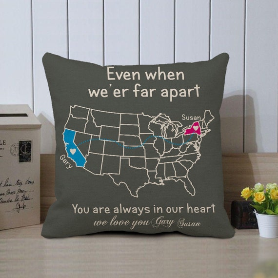 Long Distance Us Map Pillow Long Distance Pillow Cover