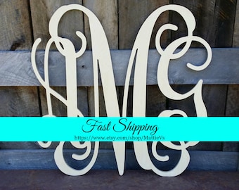 Wooden Monogram - Wood Monogram - Monogram Door Hanger - Monogram Wreath - Housewarming Gift - Wedding Gift - Personalized Gift