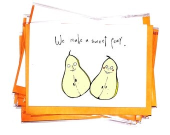 Sweet pear Valentine's Day card. 10.5 x 14.8 cm