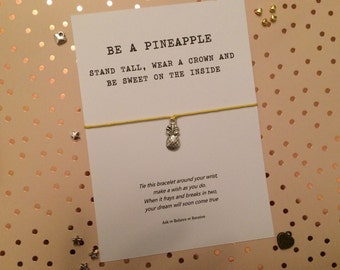 Pineapple Wish bracelet, Pineapple string bracelet, Pineapple charm bracelet, Be a Pineapple, Pineapple gift, pocket money gift