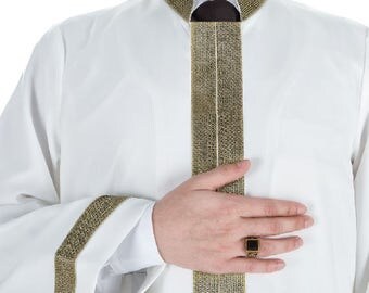 Kaaf Muslim Long Kurta XS, S, M, L, XL Bordured Thobe, Galabiyya, Jubbah, Disdashas, Cübbe, Islamic Clothing for Men, Sunnah Wear