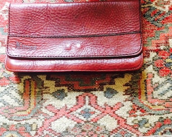 Vintage leather clutch | leather clutch| cognac leather bag | oxblood clutch | oxblood leather| vintage leren clutch|leather big wallet|