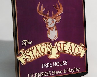 Personalised Pub sign , carved and hand painted, Bar sign, tavern plaque, custom made, English Pub sign
