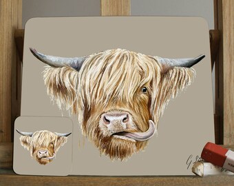 Set of 4 Or 6 Scottish Highland Cow Placemats