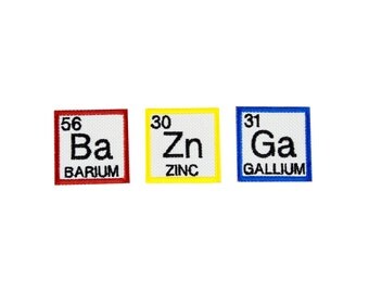 Bazinga Patch - Set of 3 Bazinga Periodic Elements Embroidered Iron On Patch Set Iron on Applique