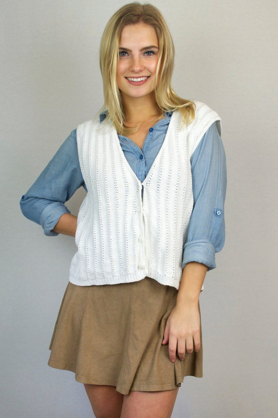 white button down with sweater vest