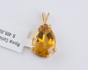 Pendentif Poire Citrine Jaune Et Chaîne Argent 925 – Création Artisanale Atelier Lunaire