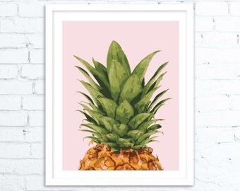 Pineapple Wall Art, Pineapple Print Art, Ananas, Tropical Fruit Wall Art, Modern Kitchen Wall Decor, Pineapple Poster, Digital Download Art