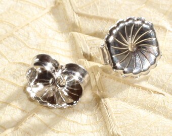 Extra Wide 9.4mm Solid 14K White Gold Safety Friction Earring Backs Stoppers Ear Nuts