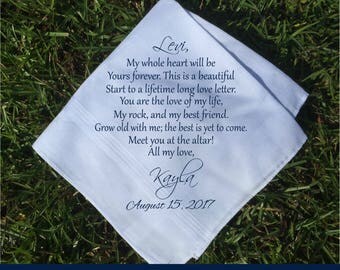 Gift for groom, Fiance gift, Groom gift, gift for him, gift for men wedding gift for couple wedding keepsake, PRINTED handkerchief (H 052)