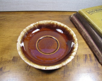 Hull Oven Proof Saucer - Brown - Tan Drip Glaze Rim