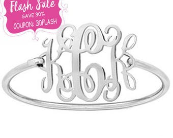 Monogram Bracelet 1.25 inch personalized choose any initial made with 925 sterling silver