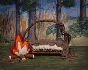 Digital Newborn Backdrop Campfire Camping Forest Twig Bed. One of a kind Prop!