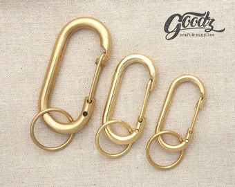 Solid Brass Hook Keychain Leathercraft Accessory- Carabiner Clip - Key Hook / Brass Keychain L M S size #3