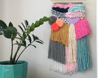 Small Weave. Size 25 x 60 cm. Wall hanging. Woven Wall hanging. Room decor. Children decor. Nursery decor. Living room. Makata. Styling
