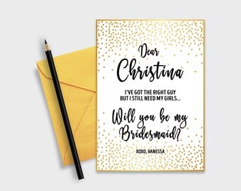 Will you be my bridesmaid? Printable Proposal Card, Gold Confetti, 5x7" - Digital File, DIY Print - #GCD