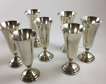 Vintage 1940's set of 7 Sterling Silver cordials