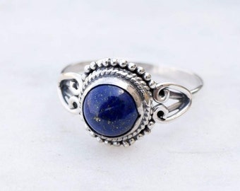 Lapis Ring - Blue Lapis Lazuli Ring - Lapis Jewelry - Silver Ring - Gemstone Ring - Blue Stone Ring, Size 3 To 12(US)