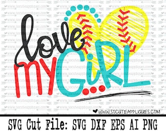 Baseball SVG, Softball SVG, Love my Girls SVG, mom svg, socuteappliques, baseball sister svg, softball sister svg, Tball mom svg