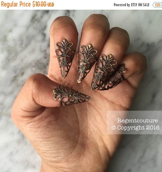 ON SALE 5 pcs Filigree Claw Finger Tips copper finish by RegentCouture steampunk buy now online