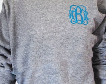 Monogram Sweatshirt - Monogram Crew Neck Sweatshirt-Bridesmaid Gift-Sororities Big Little Gifts-Monogrammed Crew Neck -Plus Size Sweatshirts