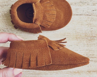 Leather Toddler Moccs Brown Baby Moccasins Brown Suede Baby Moccasins Leather Toddler Moccasins Baby Shoes Moccs Baby Moccs Moccasins