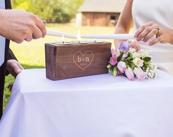 Personalized Country Rustic Heart Design Wedding Unity Candle Set