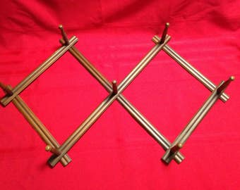 Large Folding Wood Peg Rack, Clothes, Coats, Hat Rack, Expandable Rack