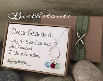 Gifts for Great Grandma Necklace - Sterling Silver Eternity Birthstone Necklace for Great Grandma Mothers Day Jewelry Great Grandma Birthday