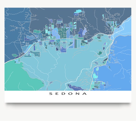 Sedona Map Print Sedona Arizona City Map Art Prints