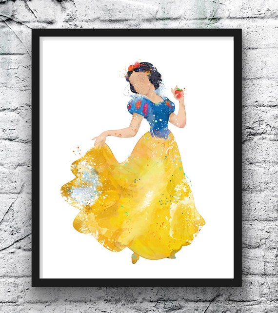 Snow White Watercolor Print Disney Art Princess Movie