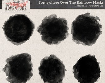 Digital Photo Mask, Wizard Of Oz, Over The Rainbow, Handmade Clipping Masks, Instant Download, Digital Scrapbook Elements, Photo Template,
